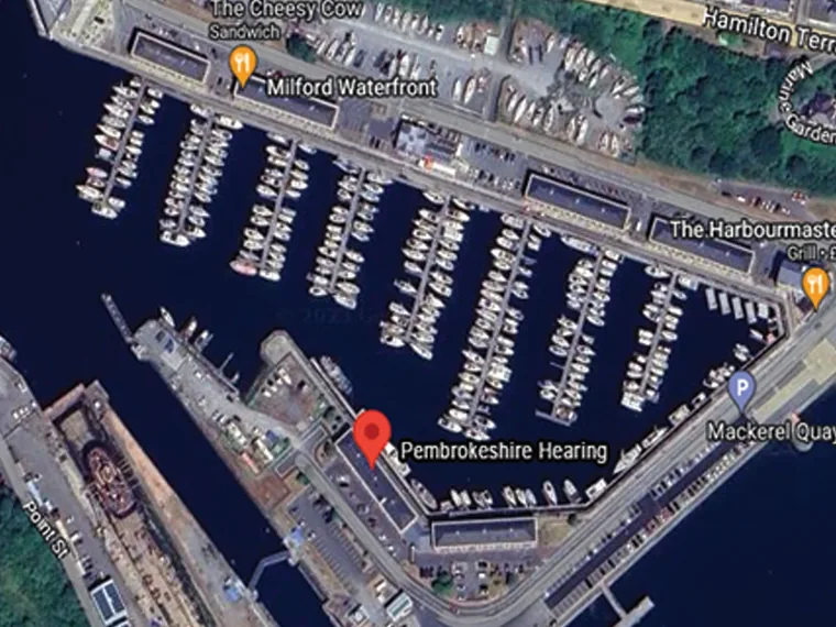 Map showing Pembrokeshire Hearing at 5 Neptune House, Nelson Quay, Milford Haven SA73 3BH
